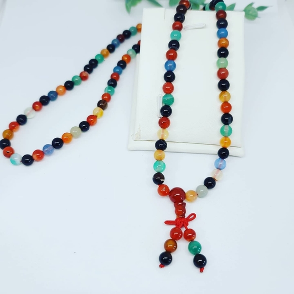 Mixed Rainbow Agate Mala Beads - Picture 4 of 4